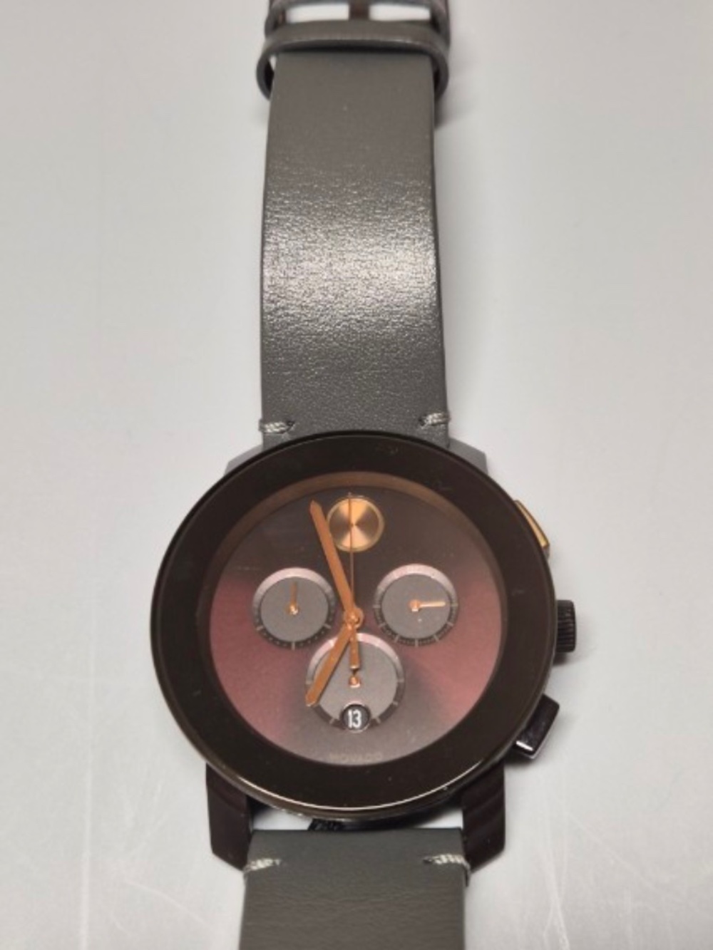 Movado Bold Brown Dial Grey Leather Strap Chronograph Men's Watch (3600445)